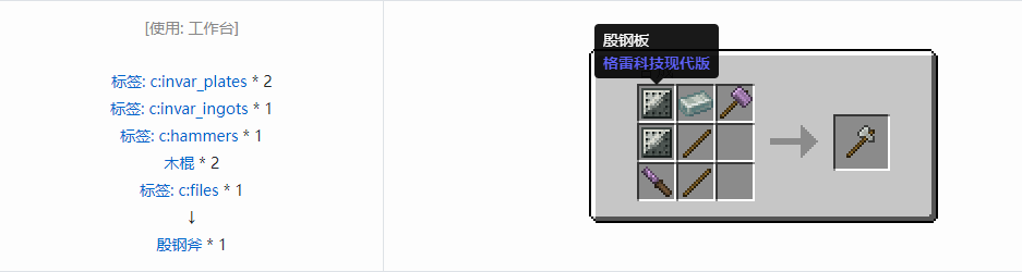 我的世界格雷科技现代版斧合成表大全