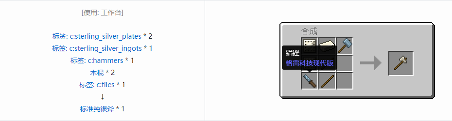 我的世界格雷科技现代版斧合成表大全