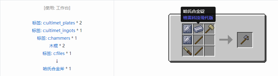 我的世界格雷科技现代版斧合成表大全