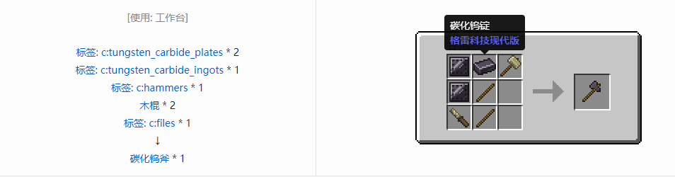 我的世界格雷科技现代版斧合成表大全