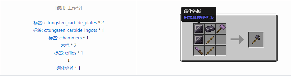 我的世界格雷科技现代版斧合成表大全