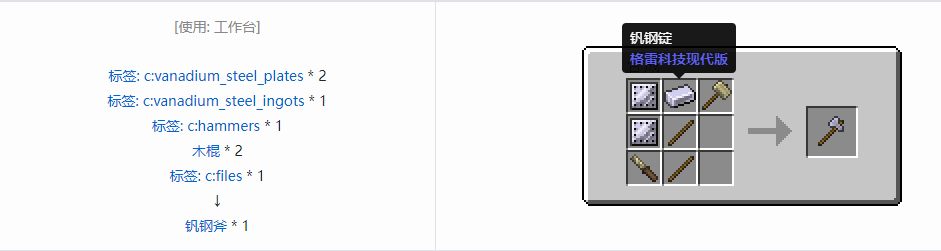我的世界格雷科技现代版斧合成表大全