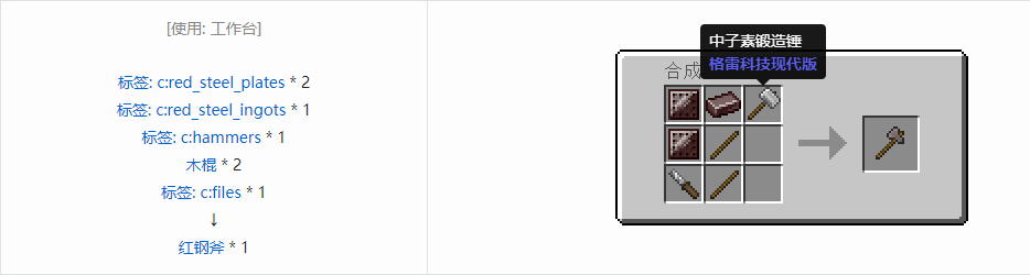 我的世界格雷科技现代版斧合成表大全