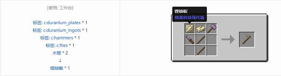 我的世界格雷科技现代版锄合成表大全
