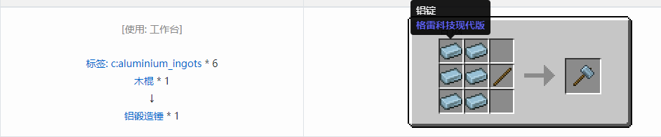 我的世界格雷科技现代版锻造锤合成表大全