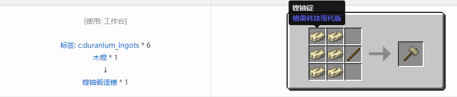 我的世界格雷科技现代版锻造锤合成表大全