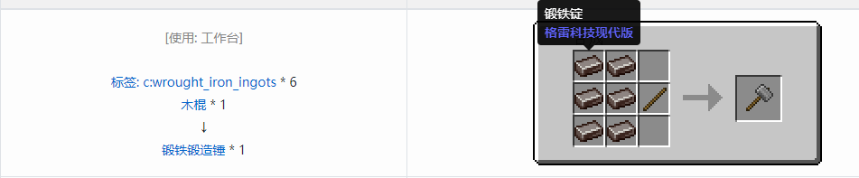 我的世界格雷科技现代版锻造锤合成表大全