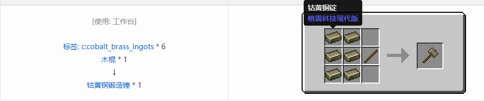 我的世界格雷科技现代版锻造锤合成表大全