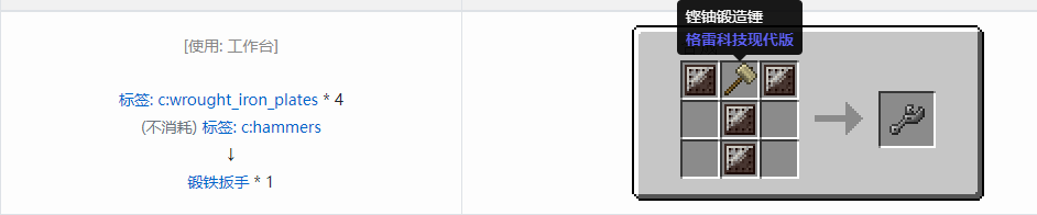 我的世界格雷科技现代版扳手合成表大全