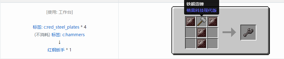 我的世界格雷科技现代版扳手合成表大全