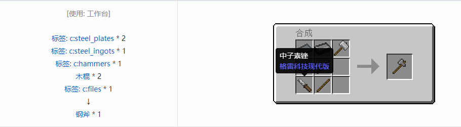 我的世界格雷科技现代版工具合成表大全