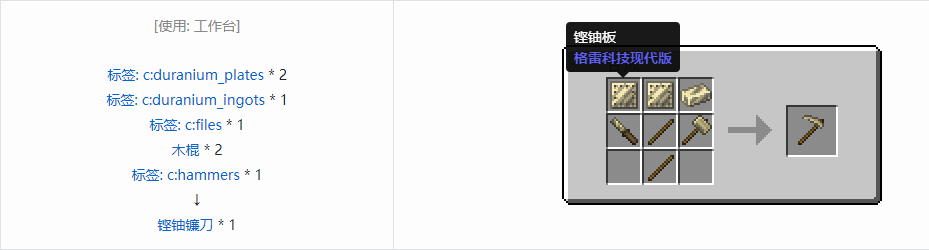 我的世界格雷科技现代版镰刀合成表大全