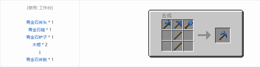 我的世界通用机械镐尖斧合成表大全