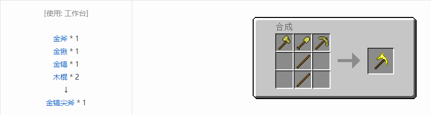 我的世界通用机械镐尖斧合成表大全