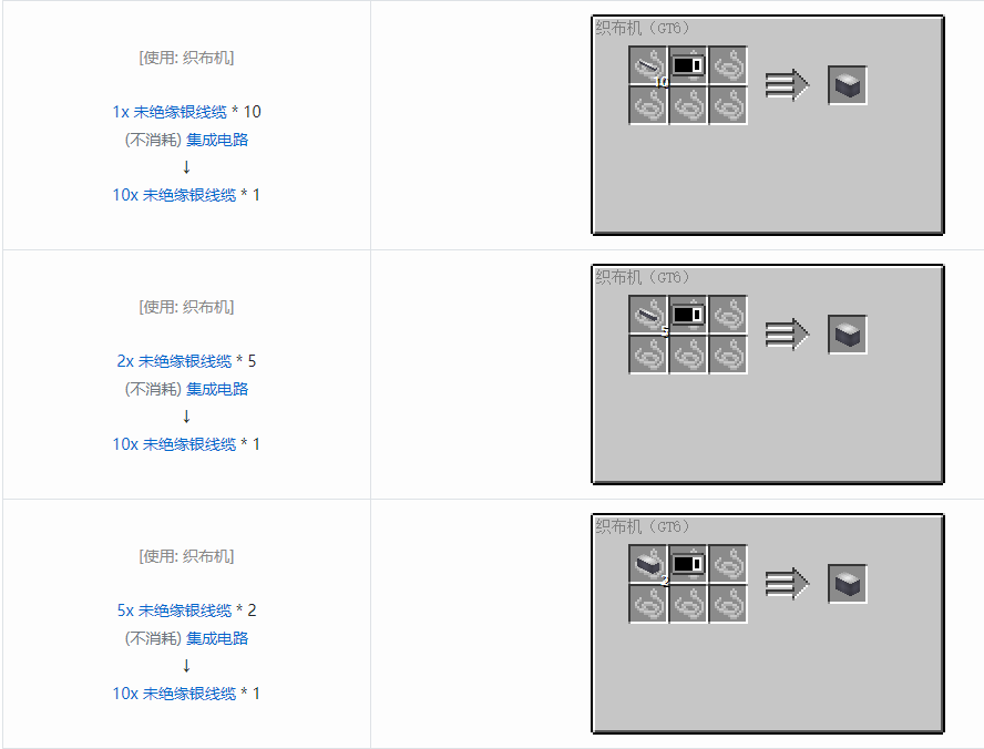 我的世界格雷科技6 10x 未绝缘线缆合成表大全