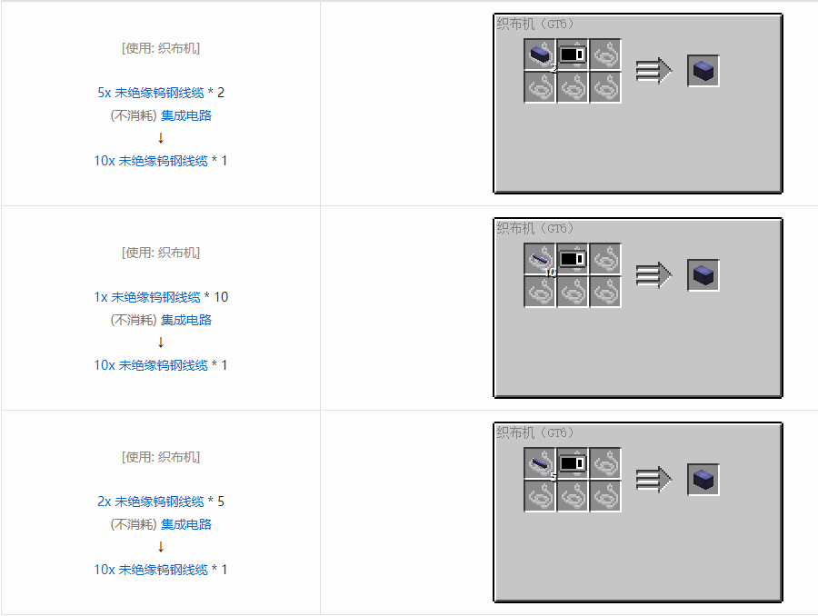 我的世界格雷科技6 10x 未绝缘线缆合成表大全