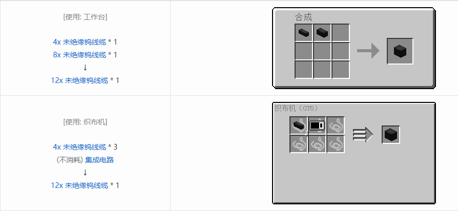 我的世界格雷科技6 12x 未绝缘线缆合成表大全