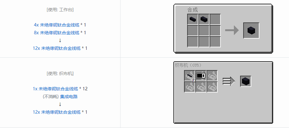 我的世界格雷科技6 12x 未绝缘线缆合成表大全