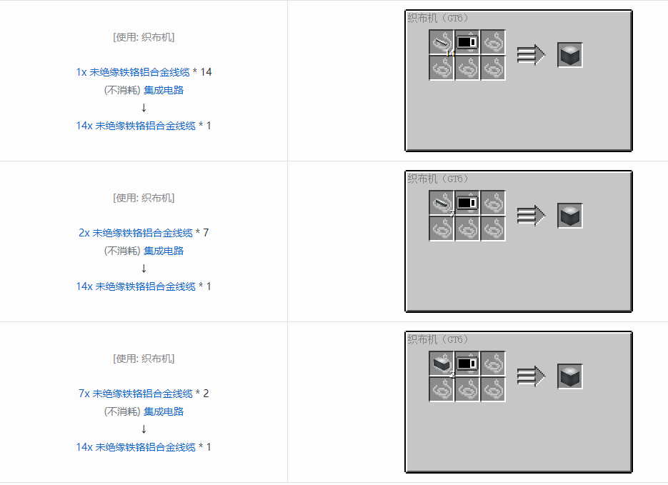 我的世界格雷科技6 14x 未绝缘线缆合成表大全