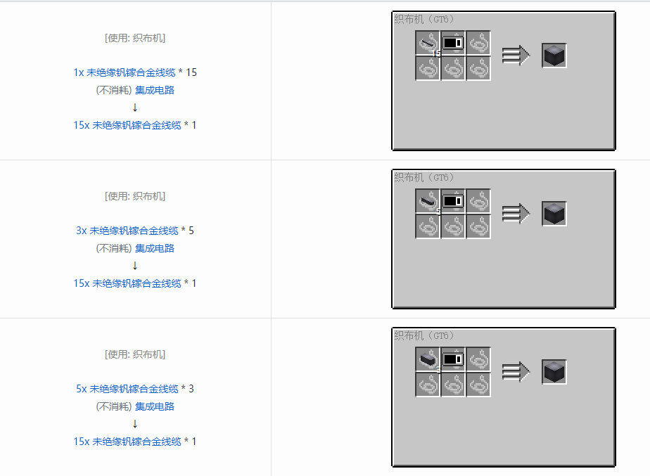 我的世界格雷科技6 15x 未绝缘线缆合成表大全