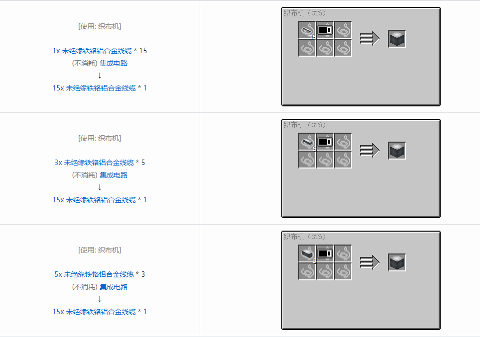 我的世界格雷科技6 15x 未绝缘线缆合成表大全