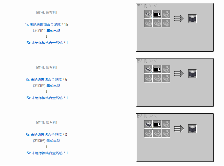 我的世界格雷科技6 15x 未绝缘线缆合成表大全