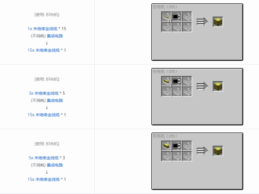 我的世界格雷科技6 15x 未绝缘线缆合成表大全