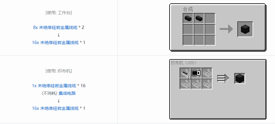 我的世界格雷科技6 16x 未绝缘线缆合成表大全