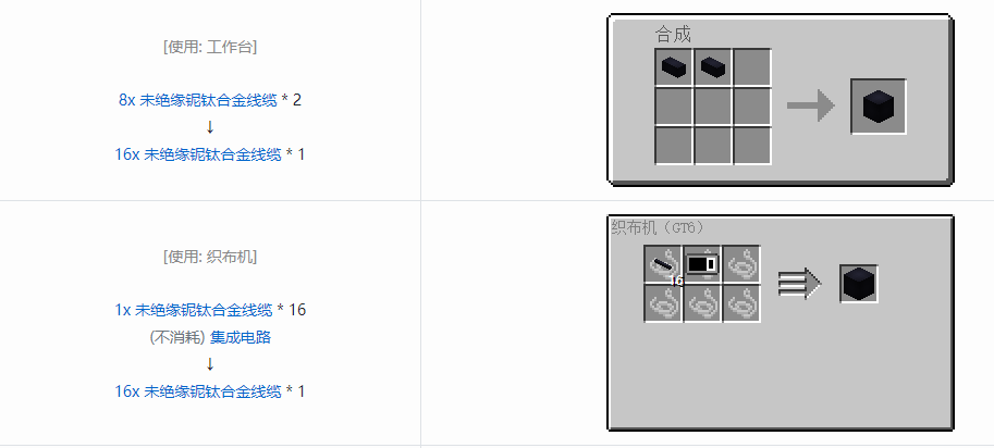 我的世界格雷科技6 16x 未绝缘线缆合成表大全