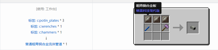 我的世界格雷科技现代版流体管道合成表大全