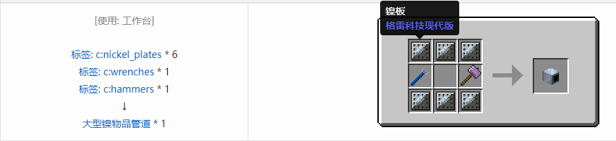 我的世界格雷科技现代版物品管道合成表大全