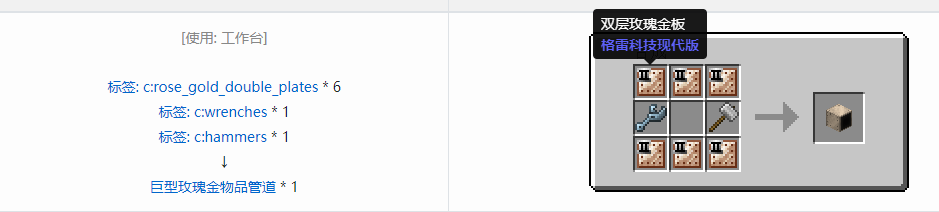 我的世界格雷科技现代版物品管道合成表大全