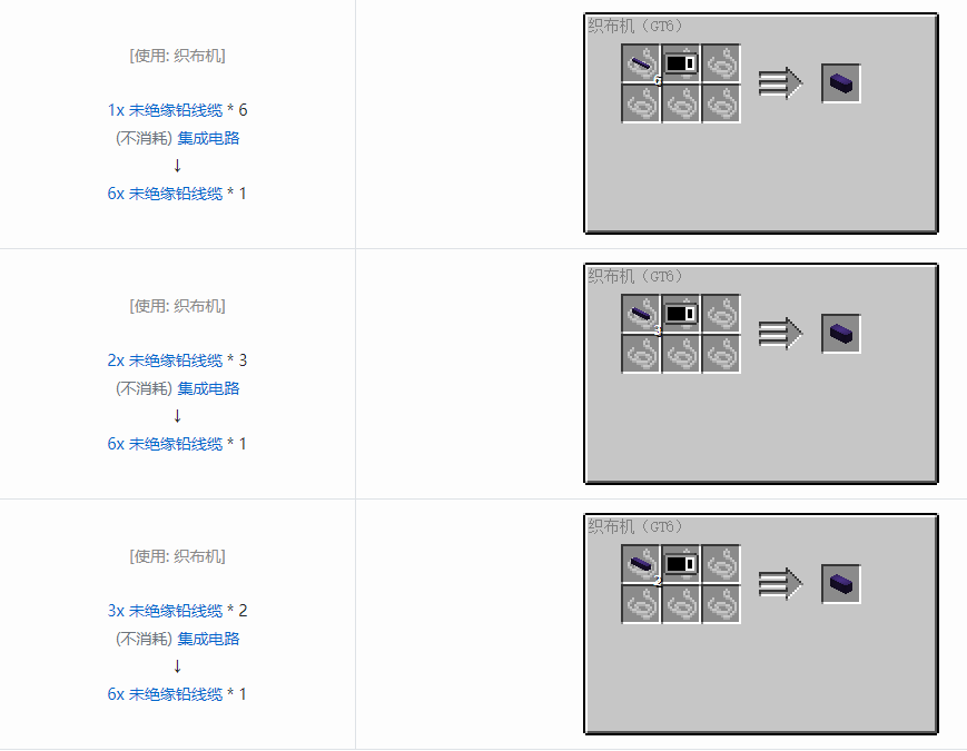 我的世界格雷科技6 6x 未绝缘线缆合成表大全
