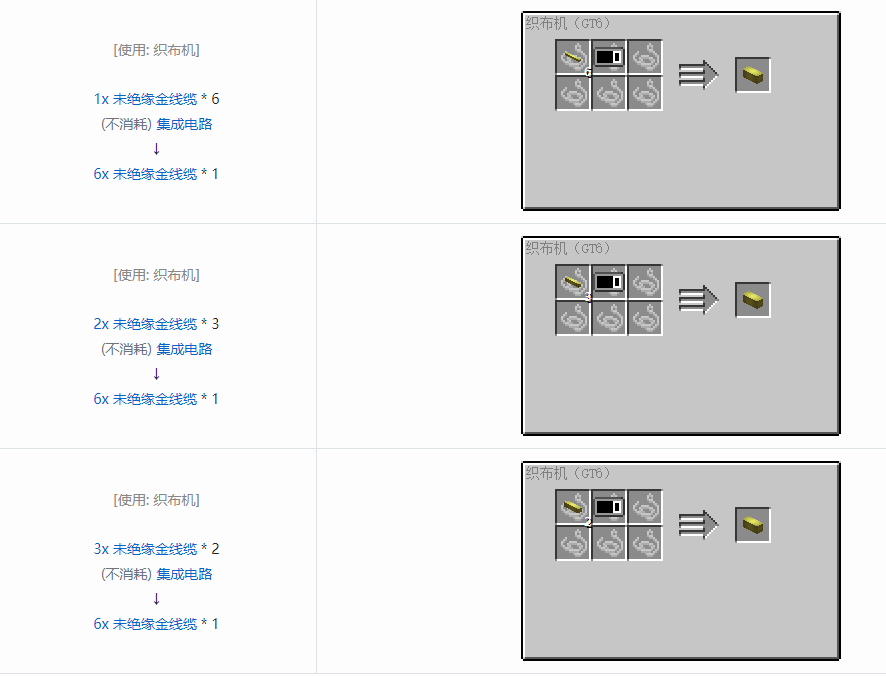 我的世界格雷科技6 6x 未绝缘线缆合成表大全