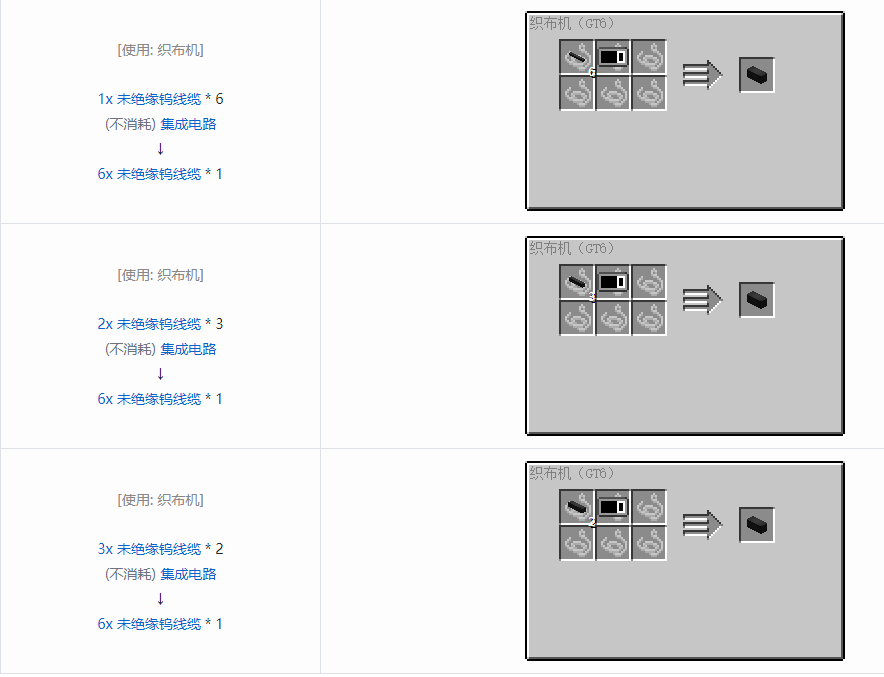 我的世界格雷科技6 6x 未绝缘线缆合成表大全