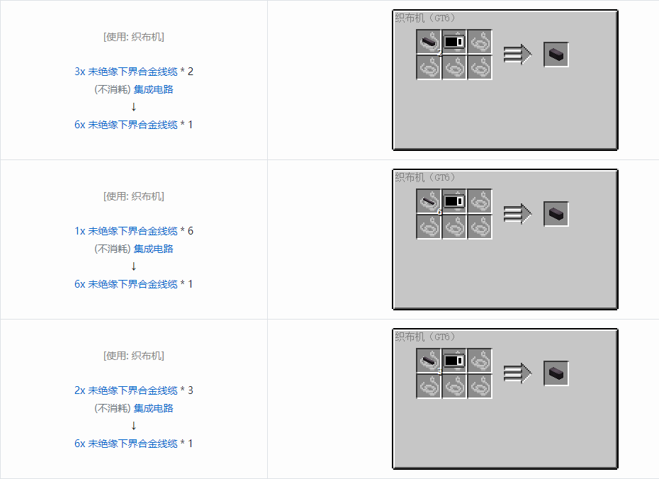 我的世界格雷科技6 6x 未绝缘线缆合成表大全