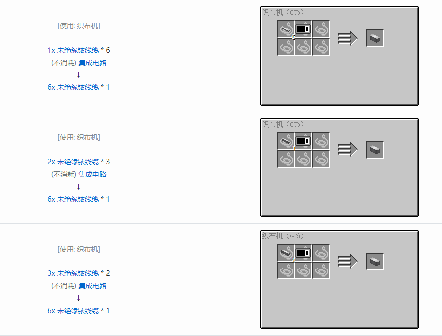 我的世界格雷科技6 6x 未绝缘线缆合成表大全