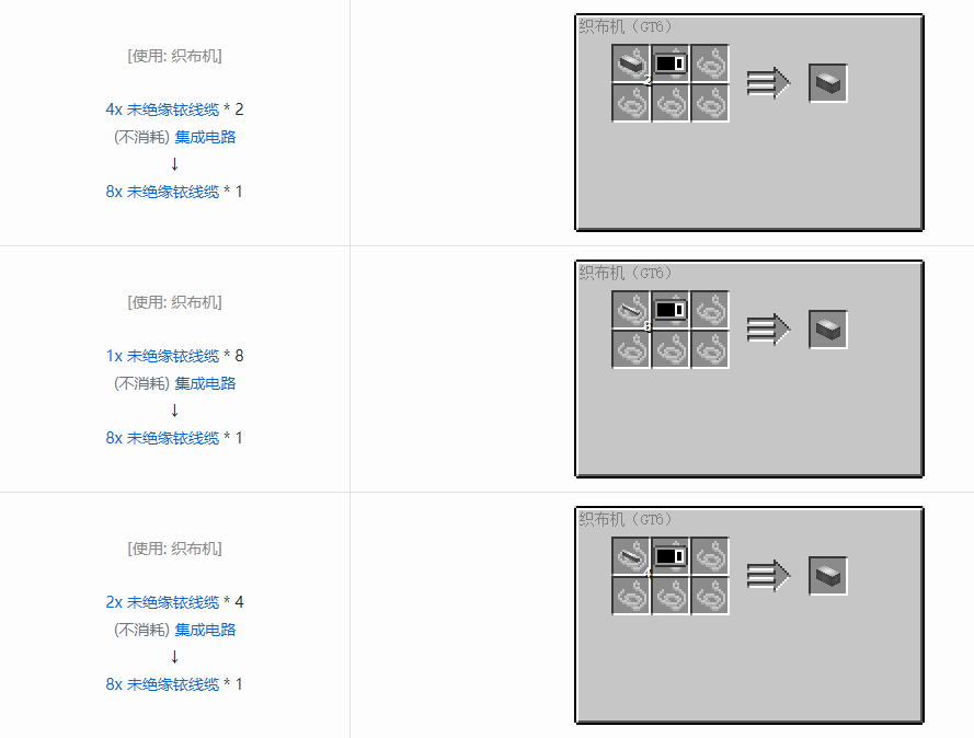 我的世界格雷科技6 8x 未绝缘线缆合成表大全