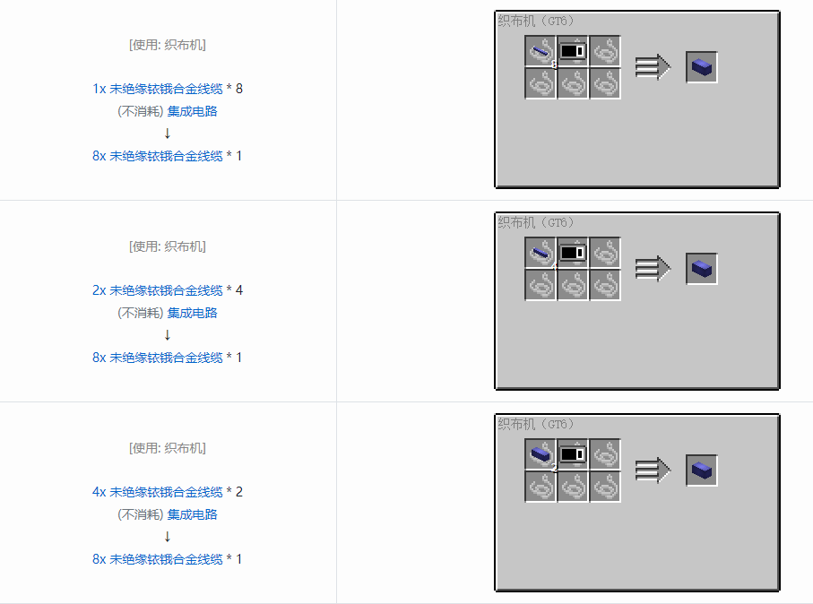 我的世界格雷科技6 8x 未绝缘线缆合成表大全