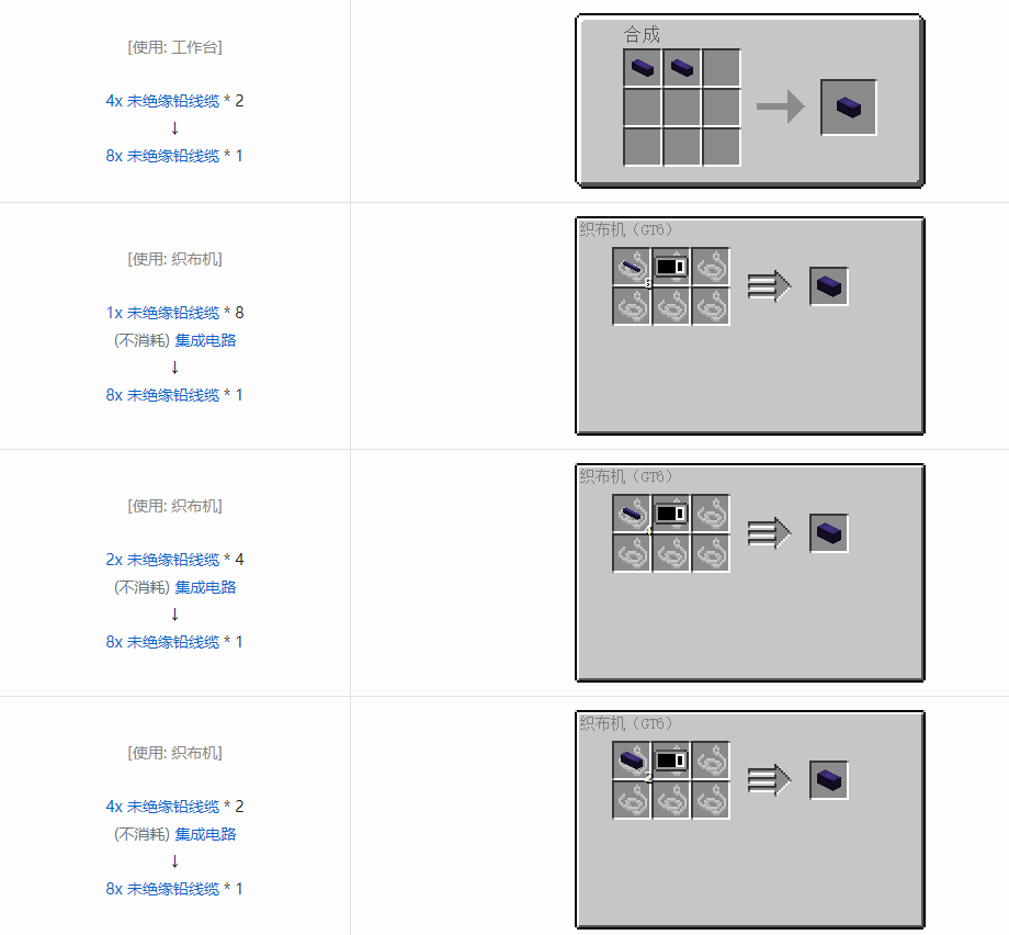 我的世界格雷科技6 8x 未绝缘线缆合成表大全