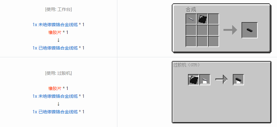 我的世界格雷科技6 1x 已绝缘线缆合成表大全