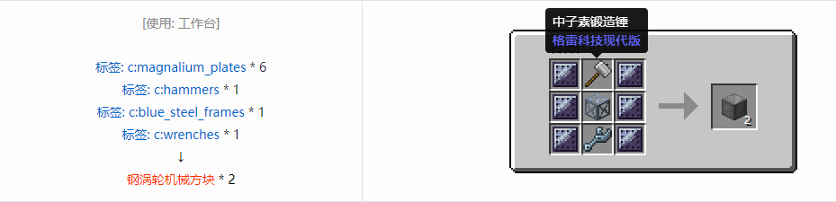 我的世界格雷科技现代版方块合成表大全