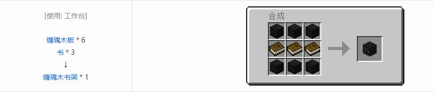 我的世界诡厄巫法缠魂木装饰方块合成表大全