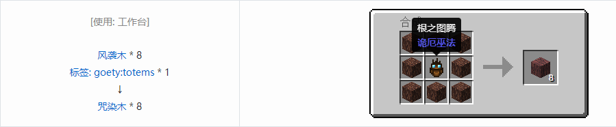 我的世界诡厄巫法咒染木装饰方块合成表大全