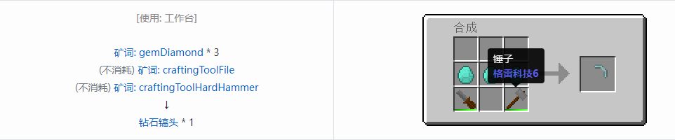 我的世界格雷科技社区版镐头合成表大全