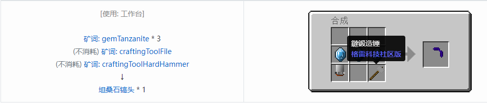 我的世界格雷科技社区版镐头合成表大全