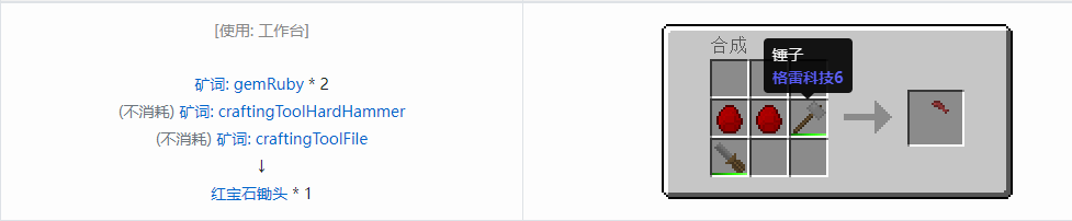 我的世界格雷科技社区版锄头合成表大全