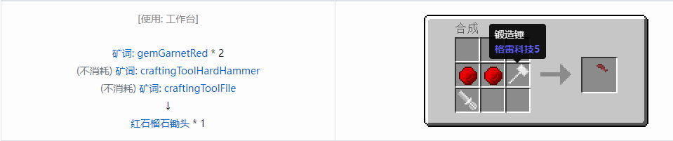我的世界格雷科技社区版锄头合成表大全