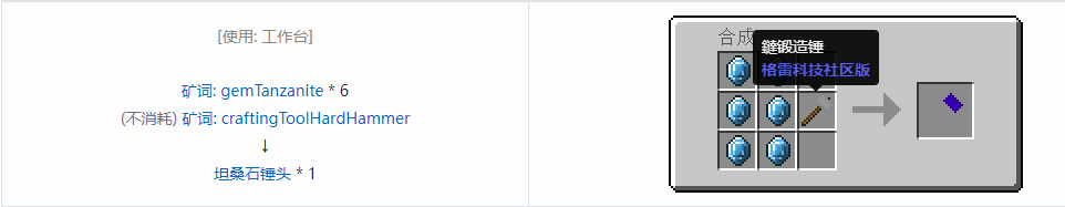 我的世界格雷科技社区版锤头合成表大全
