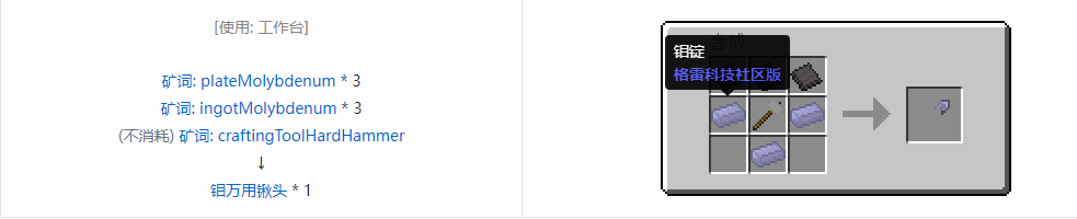 我的世界格雷科技社区版万用铲头合成表大全
